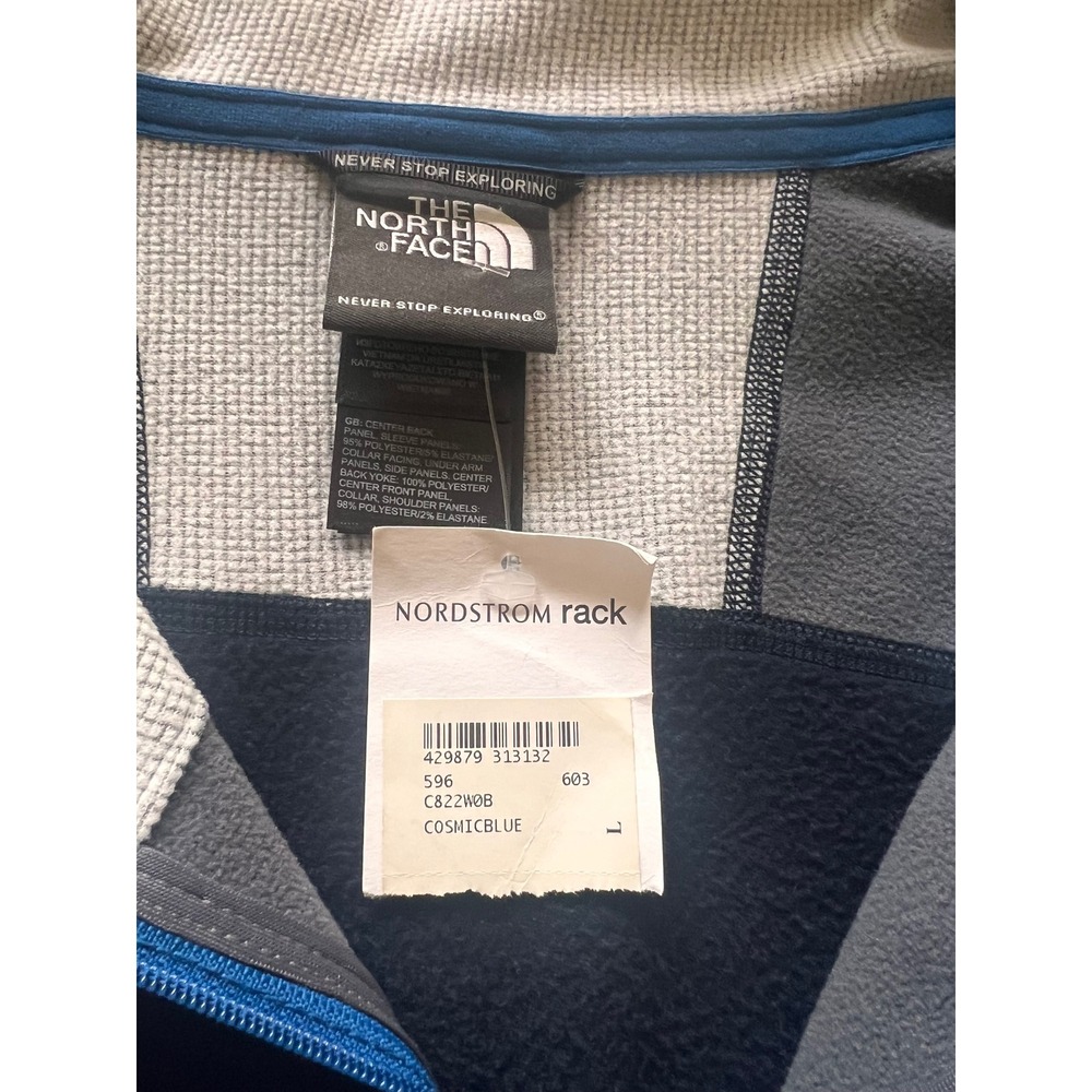 The North Face Mens FlashDry 1/4 Zip Pullover Cosmic Blue Grey C822W0B L NWT - Picture 3 of 5